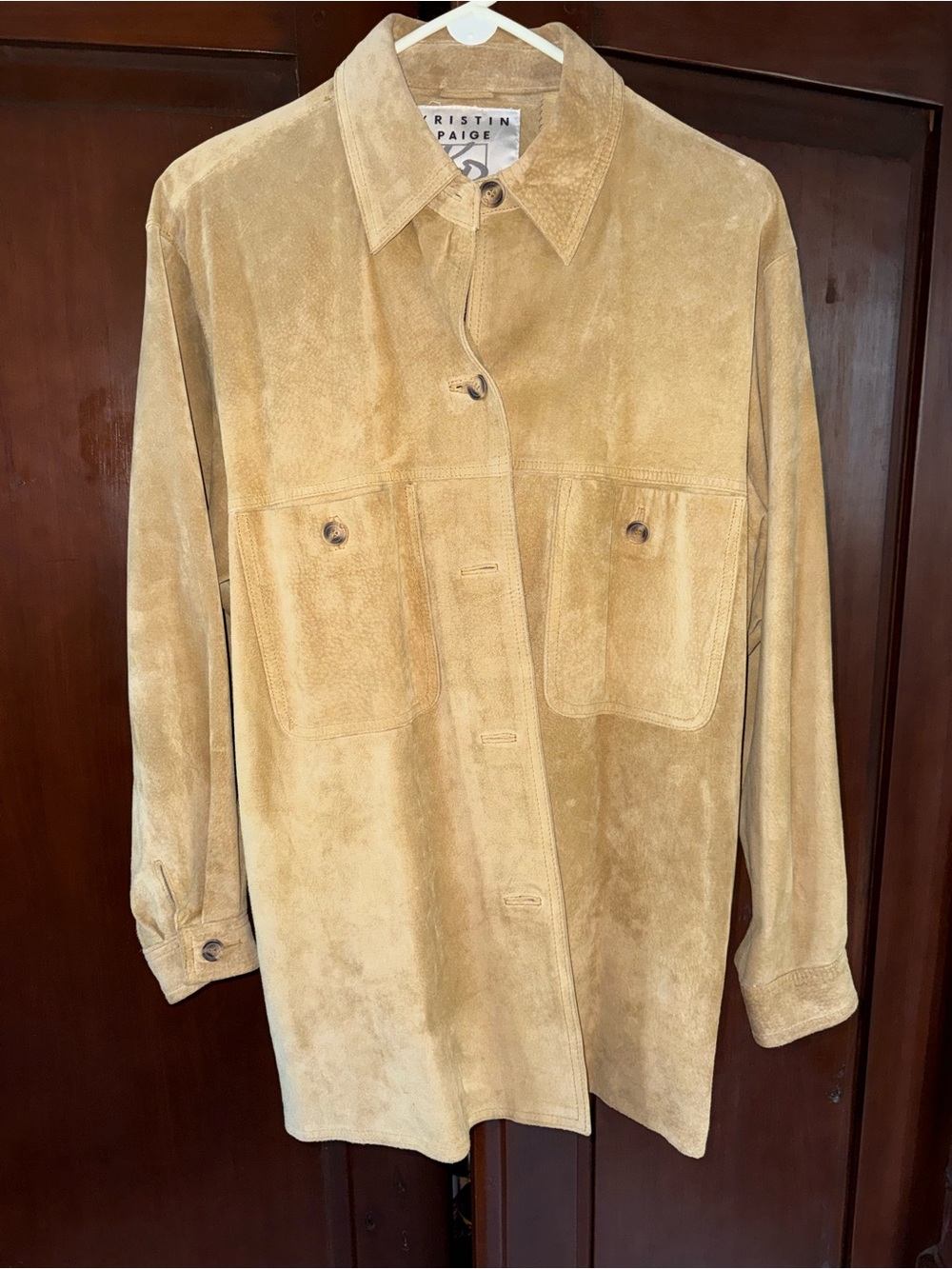 Kristin Paige Suede Button-Up Shirt Jacket - Camel